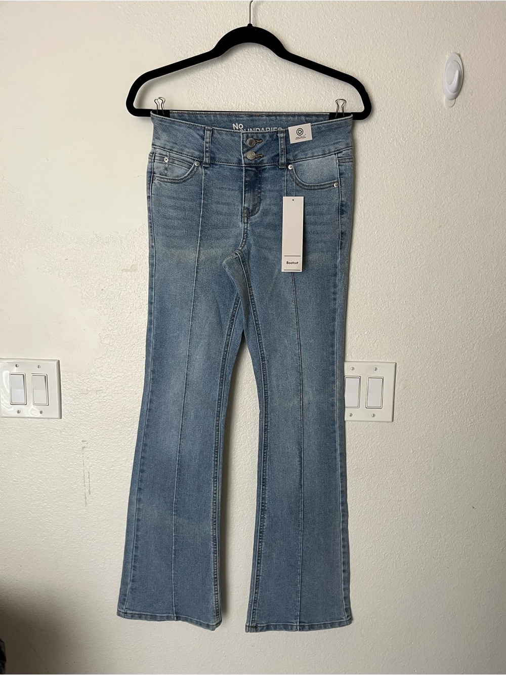 No Boundaries Light Blue High-Rise Flare Jeans with Front Seams